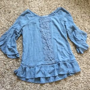 Elegant lacy blue blouse